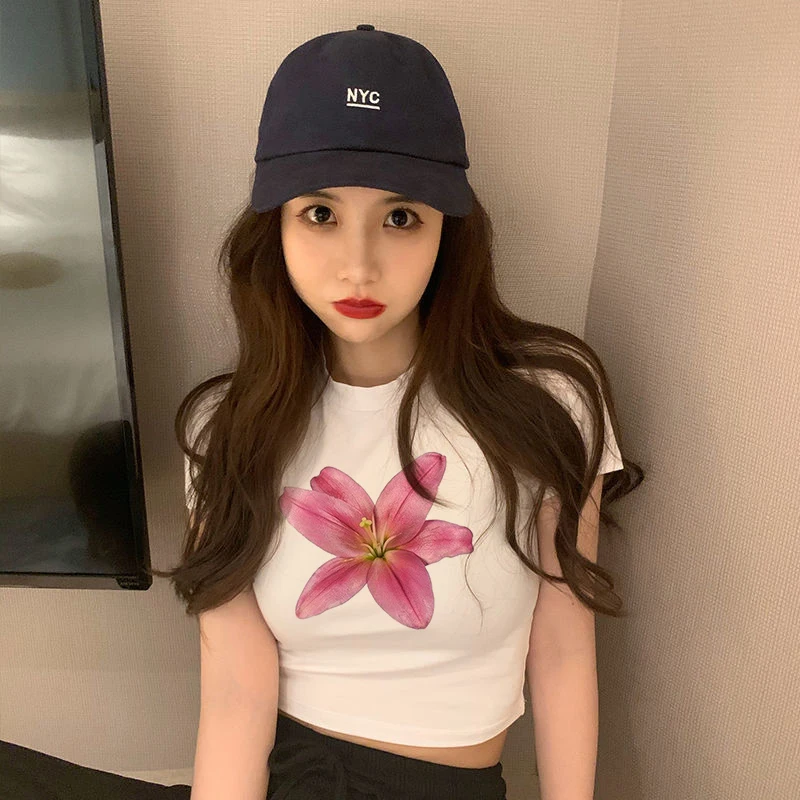 Женский Короткий Топ С Цветочным Принтом Уличная Одежда Детская Футболка