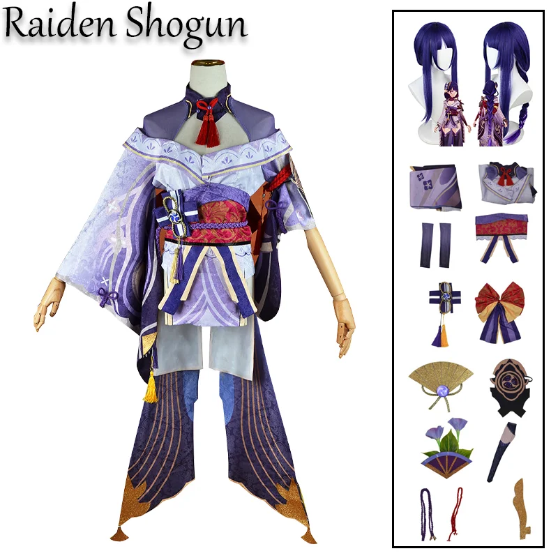 

Raiden Shogun Косплей Костюм геншин ударопрочный косплей ткань костюм парик аниме китайский стиль Хэллоуин костюмы для женщин игра