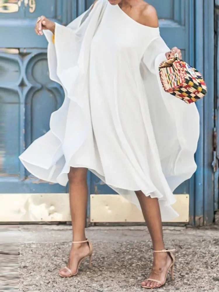 Uoozee летнее женское платье с открытыми плечами новинка 2024 модное асимметричное