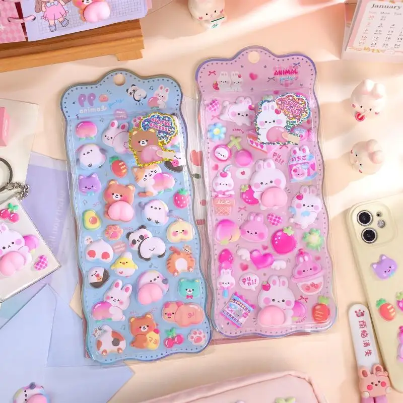 Фото Kawaii мультфильм 3D пердеж стерео наклейка стереоскопические милые животные снимают стресс наклейки DIY Декор наклейки поставки №3
