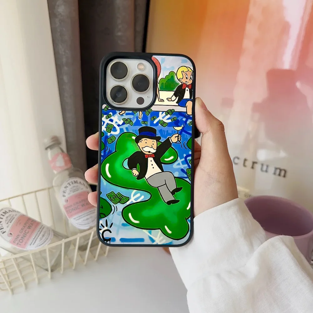 Чехол для телефона с мультипликационным изображением долларов денег монополий