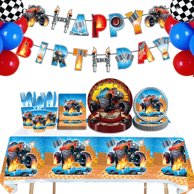 

New Blaze and the Monster Machines Kids Birthday Party Supplies Tableware Cup Plate Napkins Baby Shower Foil Balloon Party Decor