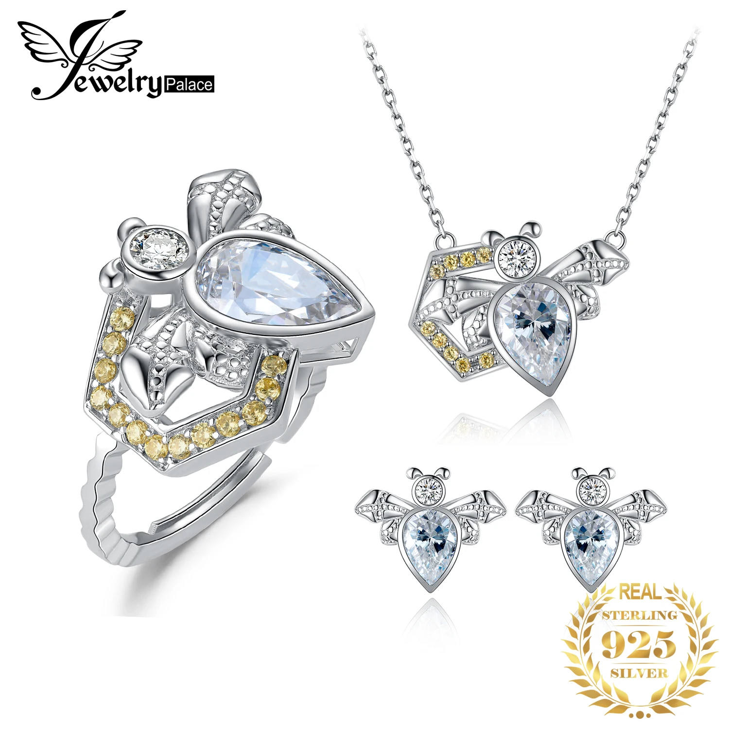 

Женский комплект из колье и серёг, из серебра 925 пробы