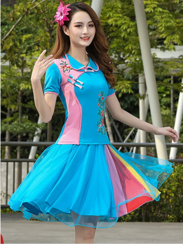

Elegant New Square Dance National Style Suit Adult Performance Clothes Two-piece Dance Performance Suit