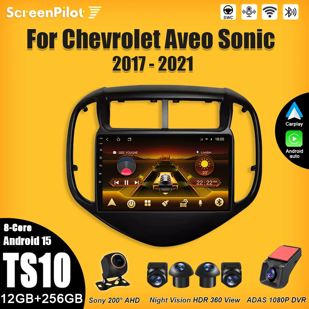 Фото Android 15 для автомобильного радио Chevrolet Aveo Sonic 2017-2021, мультимедийный видеоплеер, 2 din, GPS-навигация, Bluetooth 7/9/10 дюймов, RDS №2