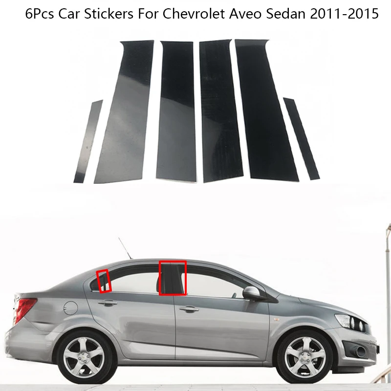 6 шт. наклейки на стойки автомобиля для Chevrolet Aveo Sedan 2011-2015 BC