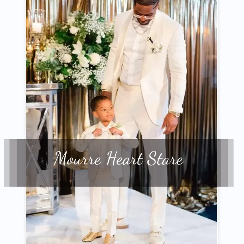 Child Wedding Suit Ivory Shawl Collar Single Button Jacket Pant  Formal Party Gentleman Teen Prom Tuxedo Blazers Set