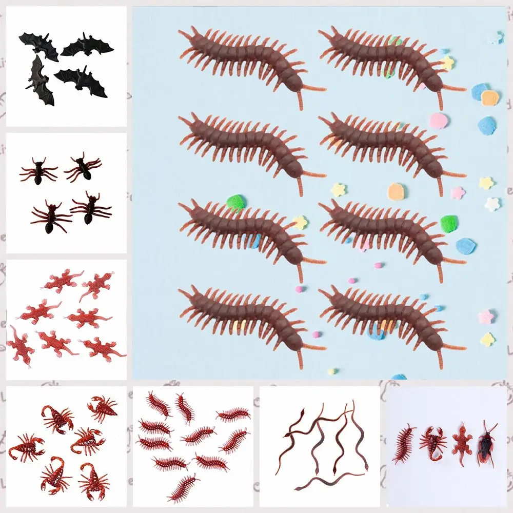 

10Pcs/set Centipede Simulation Fake Rubber Cockroach Fake Gecko Simulation Cockroach Model Soft Material Scorpion Funny Toy