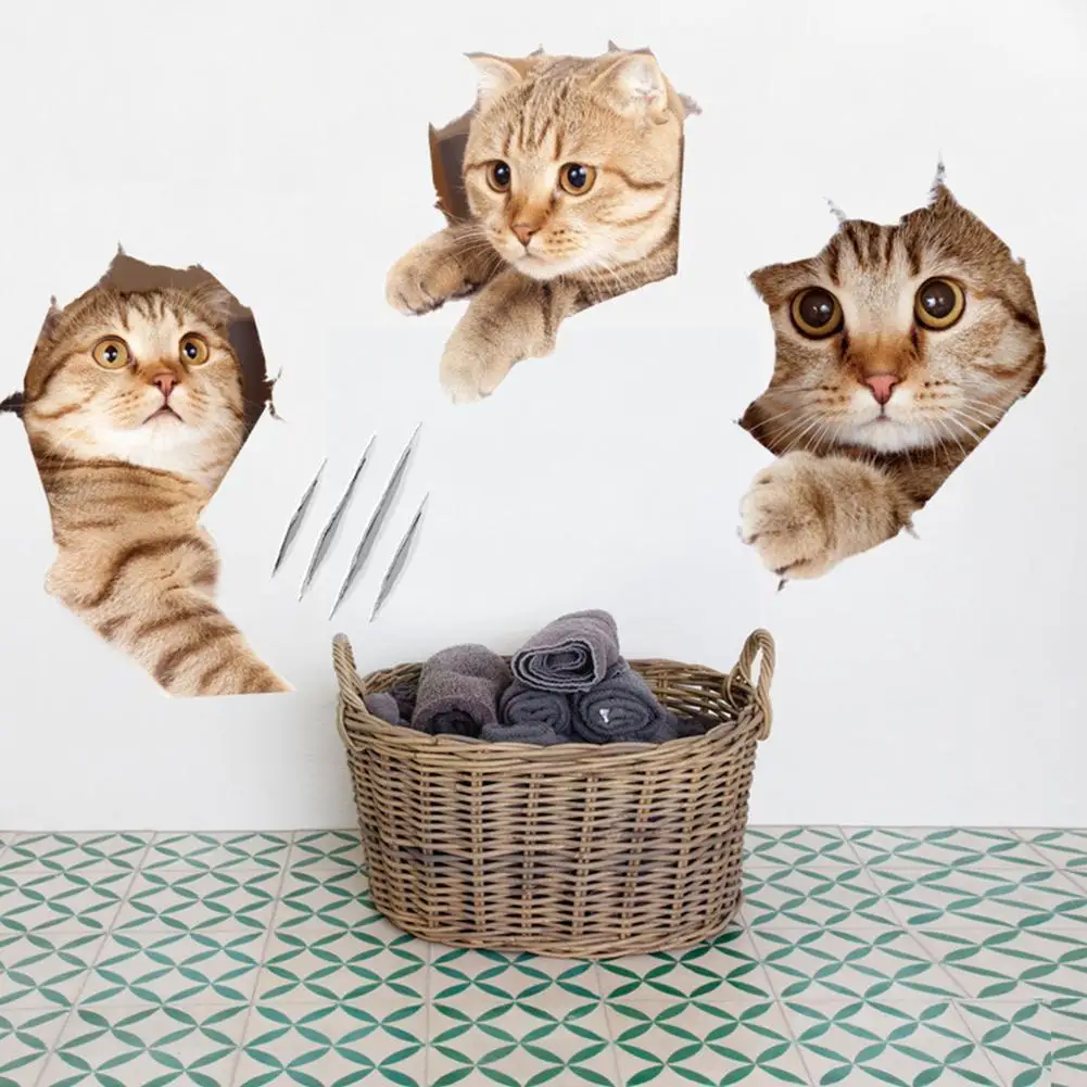 

3D Stereo Cute Cat Wall Stickers Bedroom Bathroom Wall Removable Creative Decoration Stickers Toilet Cabinet Stickers Stick Y6Q2