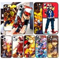 pokemon pikachu for apple iphone 13 12 pro max mini 11 pro xs max x xr 6 7 8 plus 5 se2020 black soft phone case