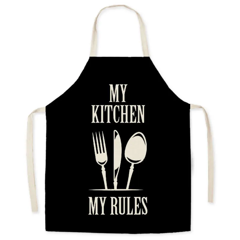 Creative Cartoon Tableware Pattern Apron Black Series Parent-child Sleeveless Apron Kitchen Cooking and Baking Accessories