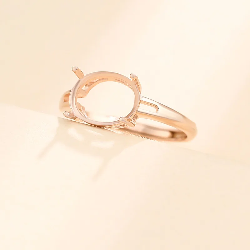 7x9mm 8x10mmS925 Sterling Silver Empty Ring Support Adjustable Blank Ring Base Inlaid Cabochons Cameo Jewelry Making Accessories