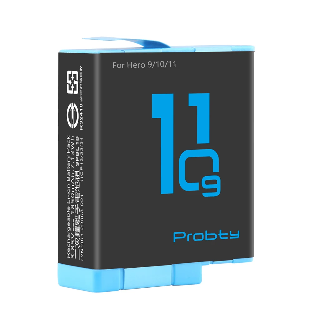 Зарядное устройство Probty для GoPro Hero 11 10 9 1850 мАч 3 слота |
