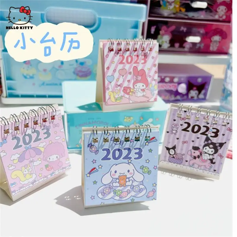 

New 2023 Sanrios Kawaii Kuromi My Melody Cinnamoroll Cute Girl Cartoon Anime Office Desk Dormitory Small Calendar Memo Kid Gift