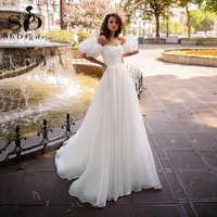 sodigne a line wedding dress v neck strap lace bride dress 2022 buttons princess long boho floor length wedding gown
