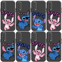 disney cartoon stitch phone case for huawei p smart z 2019 2021 p20 p20 p30 lite pro p40 lite 5g liquid silicon carcasa soft