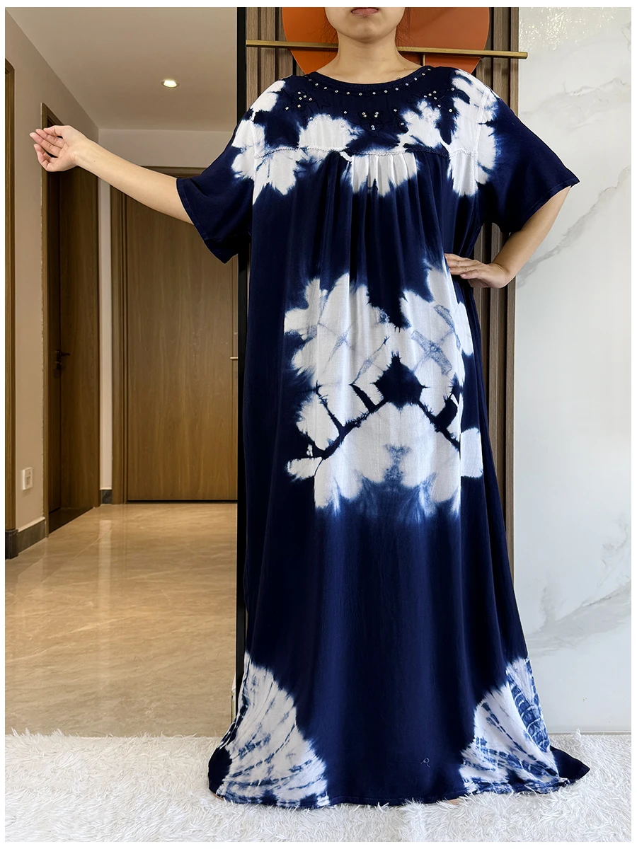 Свободный хлопковый кафтан с африканским дашики и цветочным принтом женские