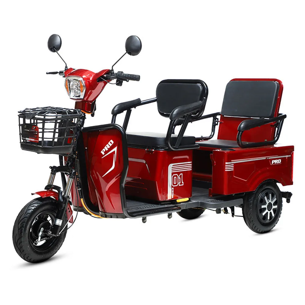 

48/60/72V Electric Tricycle Dual Use Motor Driven Three Wheeler Pull Goods Double Row Household Battery Pedicab