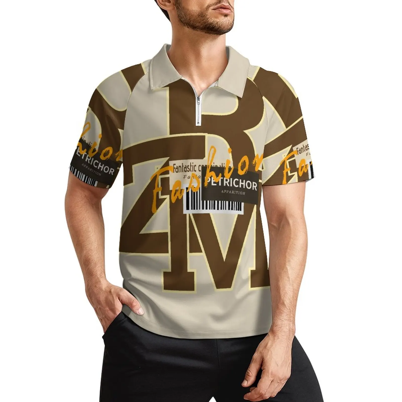 

Short Sleeved Sportswear Polyester Sports Printed Short Sleeved T-shirt for Men's Half Sleeved Summer Casual Lapel Decor