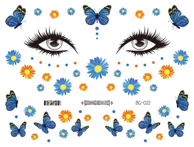 Fairy Butterfly Wings Shiny Tattoo Sticker Waterproof Eyes Face Hand Body Art Fake Tattoos Women Makeup Dance Music Festival images - 6