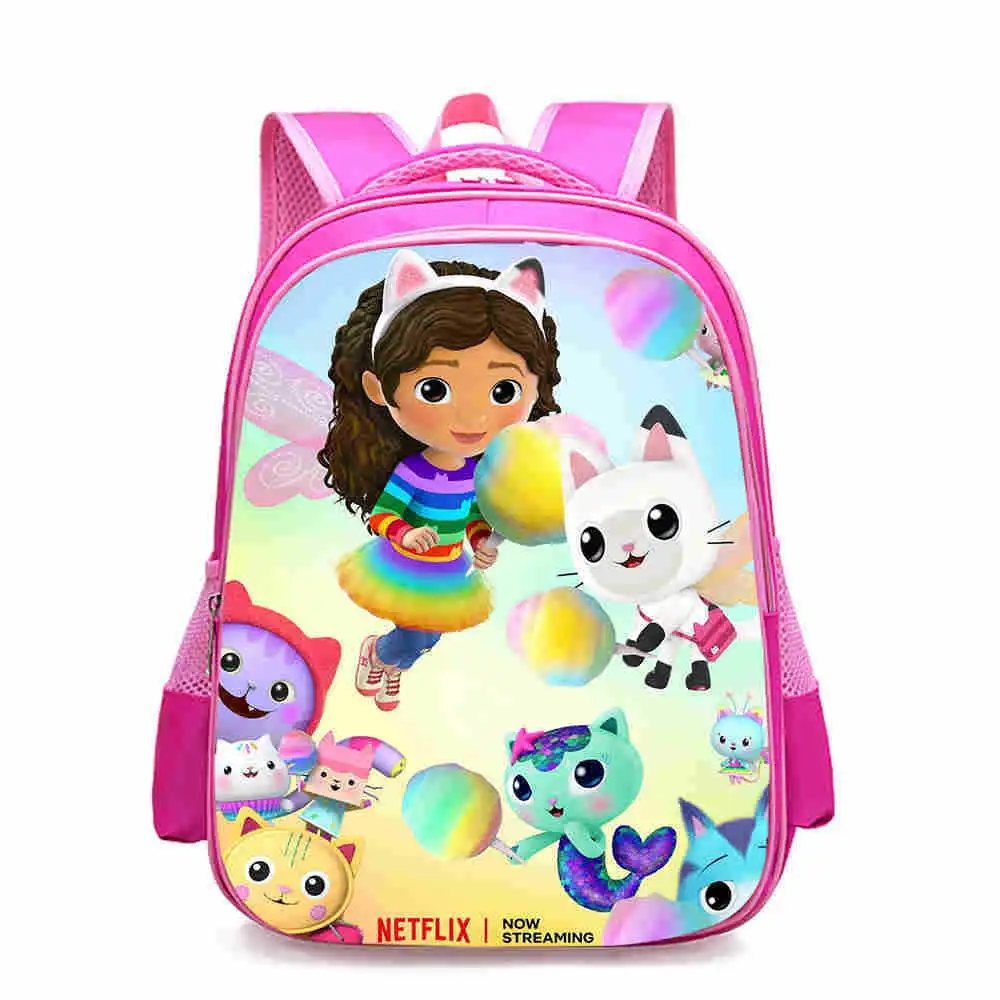 

Dropshipping Customized Dollhouse Pink Schoolbag Three-Color 12 14 16 Inch Elementary School Kindergarten Shoulders Backpack