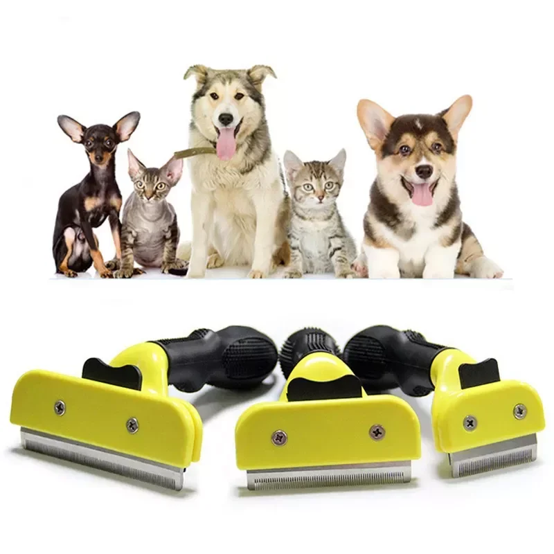 

S M LYellow Pet Hair Brushes For Dog Small Animal Grooming Comb Tickle Fur Cleaning Brush Hair Clipper Tools Furmines