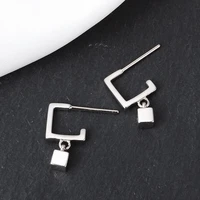 korea sterling silver love sugar cube stud earrings female personality glossy geometric square stud earrings