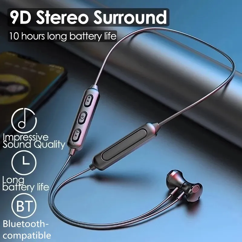 

Magnetic Wireless Bluetooth 5.0 Earphones Neckband Stereo Sports Headset Handsfree Earbuds Headphones With Mic For All Phones