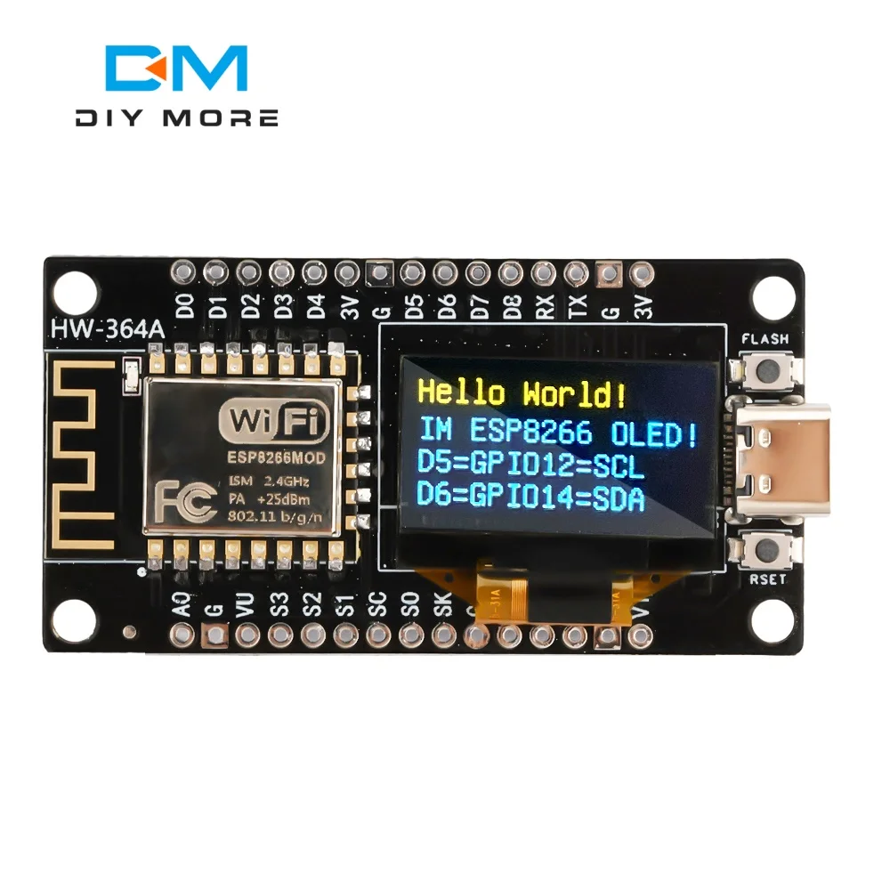 Фото Плата разработки NodeMCU ESP8266 CH-340 ESP-12E Wi-Fi модуль 0,96-дюймовый OLED-дисплей подходит для Arduino/Micpython №2