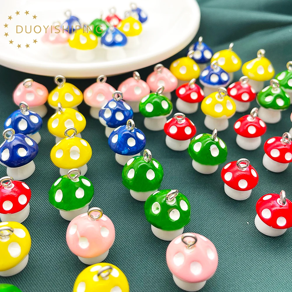 

10/60/80Pcs Multi Color Acrylic Mini Mushroom Pendants For Making Cute Earrings Necklace Bracelet Charms DIY Jewelry Findings