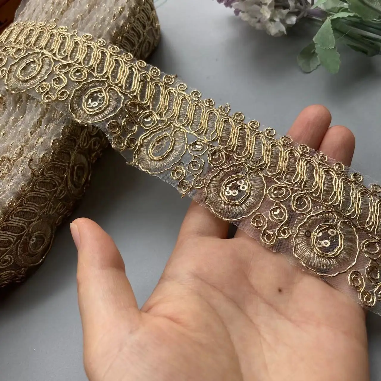 2 ярда этническая красная золотая нить с блестками африканская кружевная бейка