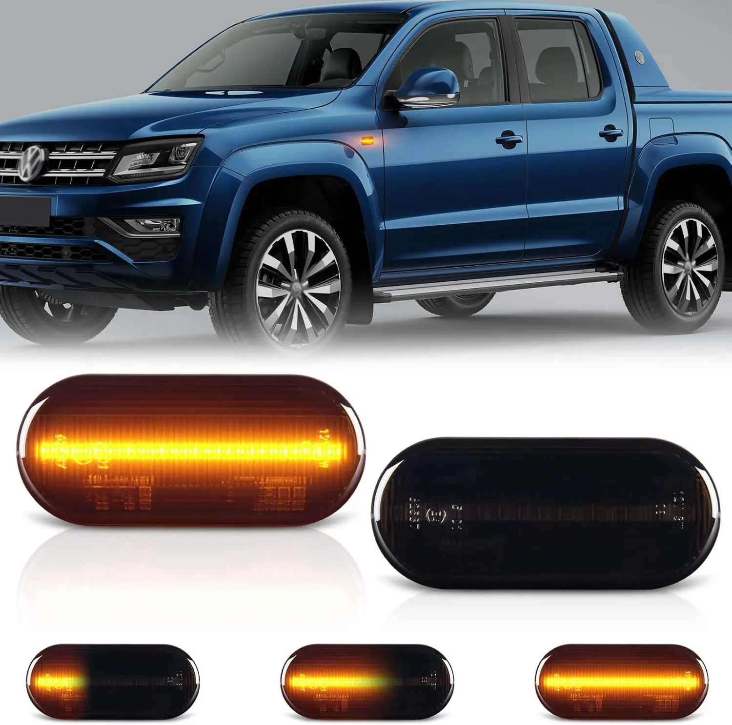 Фото Боковые габаритные огни для Volkswagen VW Golf 3 4, Bora, Lupo, Passat, Polo, Up, Caddy, T5, Amarok, Fox, Beetle, светодиодные динамические указатели поворота №1