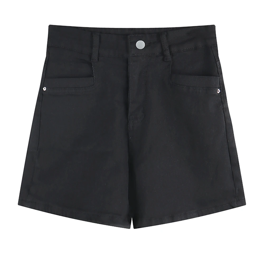 2023 New Spring/Summer Women's A-line Jeans Small Slim Tall Waist Straight Black Shorts