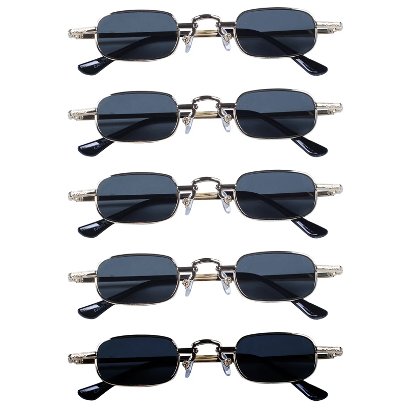 

6X ретро панковские очки прозрачные квадратные солнцезащитные очки женские ретро солнцезащитные очки мужские металлические очки-черные се...