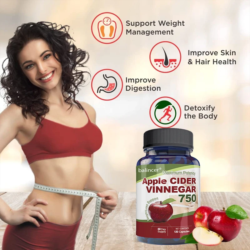

Natural apple cider vinegar capsules, slimming, detoxification, laxative, fast fat burning, healthy body shape
