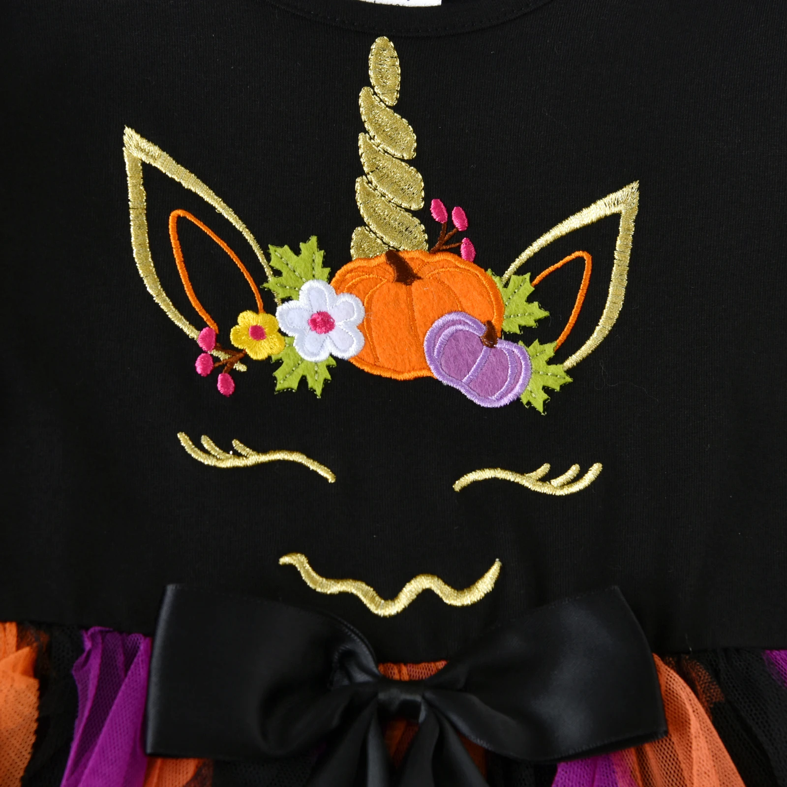 VIKITA  Dress for Kids Girl Halloween PumpkinLayered Mesh Tulle Princess Dress Children Cosplay Festival Clothes 3-12Years