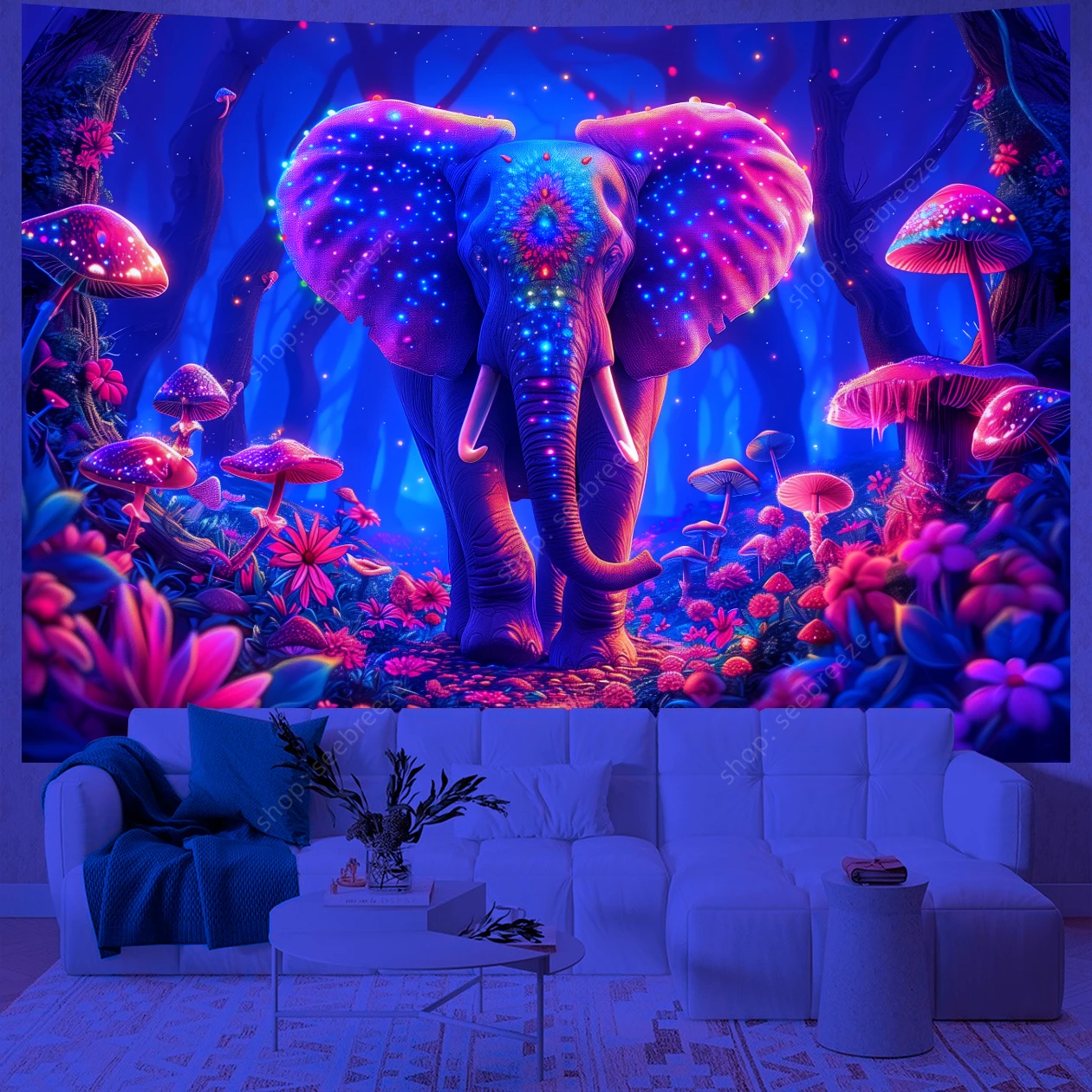 Декоративный настенный гобелен в виде слона