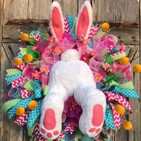 colorful easter rabbit garlands door oranments wall decorations bunny easter party eggs happy easter party decor for home 2022