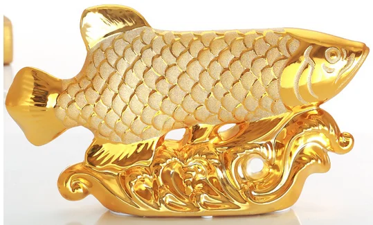 

Золотистый фотошкаф для телевизора, винный шкаф, домашние аксессуары в виде золотой рыбки с животными для гостиной, керамическое Гальванич...