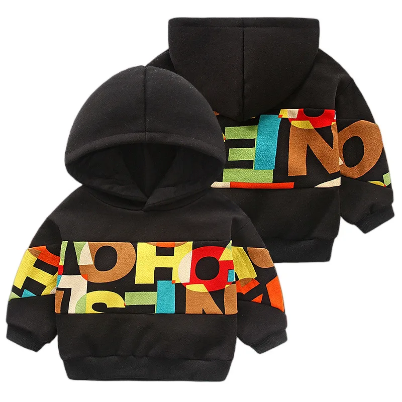 

Осень-зима 2022, Детская верхняя одежда для детей 3, 4, 5, 6, 8, 10, 12 лет, спортивные худи с карманами и разноцветным принтом букв, бархатные толстовки для маленьких мальчиков