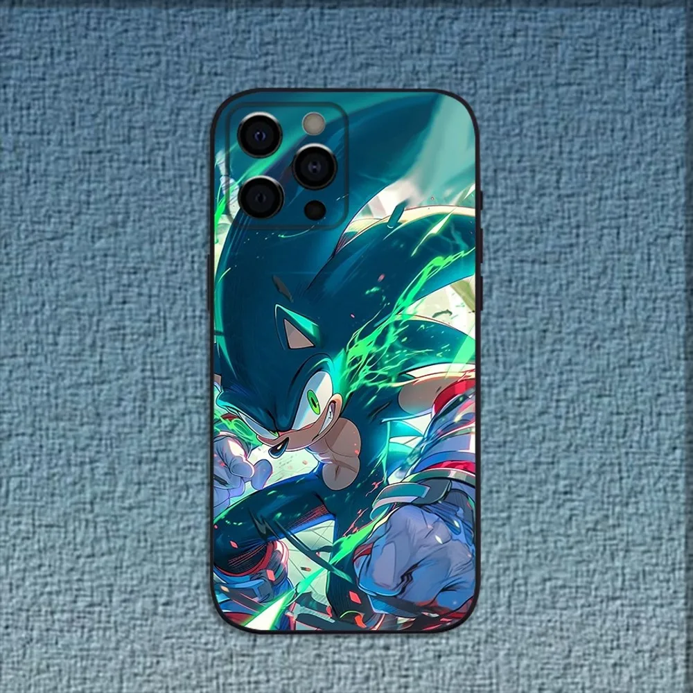 S-Sonic H-Hedgehog чехол для телефона iPhone 16 15 14 13 12 11 Pro X XS Max XR Plus Mini мягкий черный Чехол