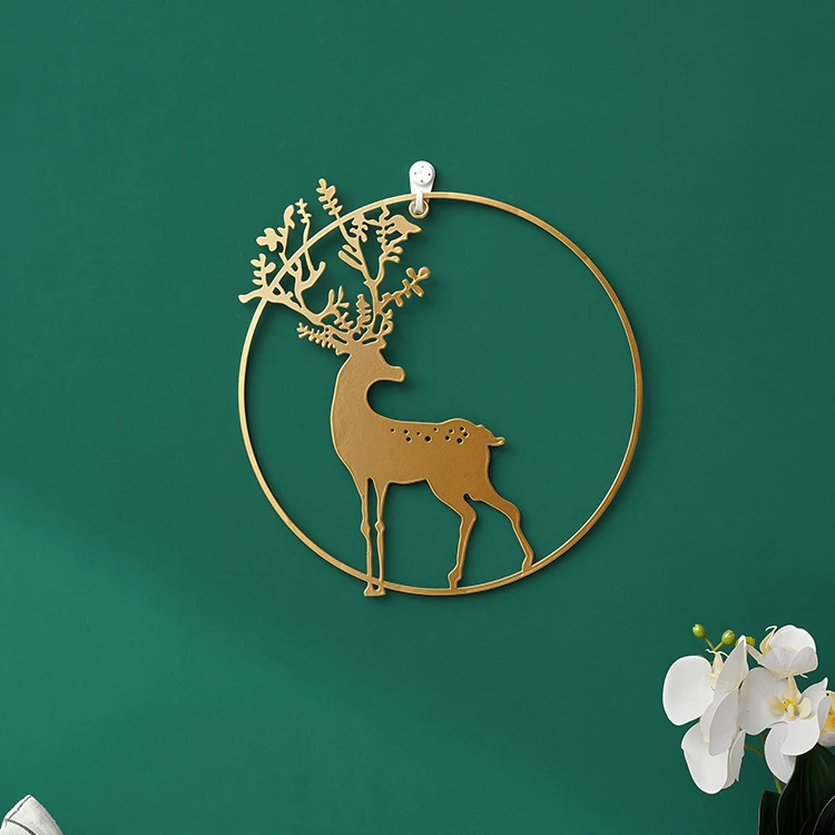 Рождественское металлическое украшение на стену с оленями декор для комнаты