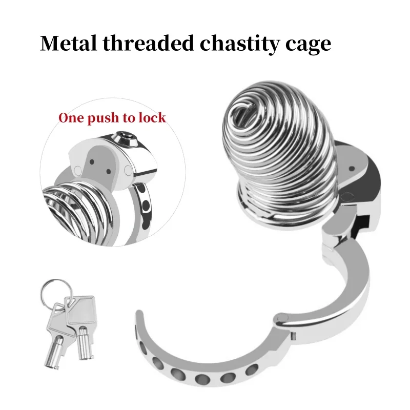 2024 Новая мужская металлическая клетка целомудрия с резьбой регулируемое кольцо