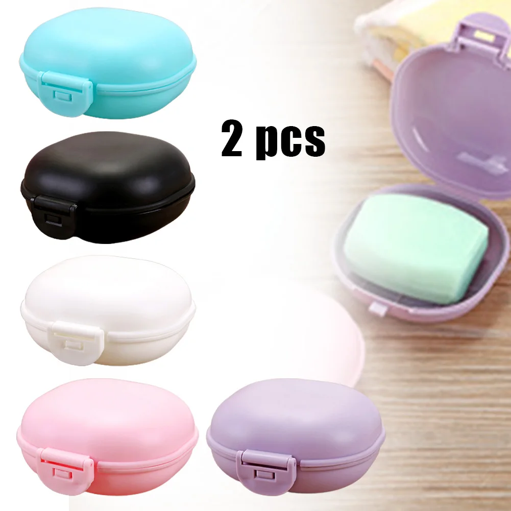 

2pcs Soap Box Holder Container Waterproof Leakproof Soap Dish Case Portable Travel Sealed Bathroom Accessories