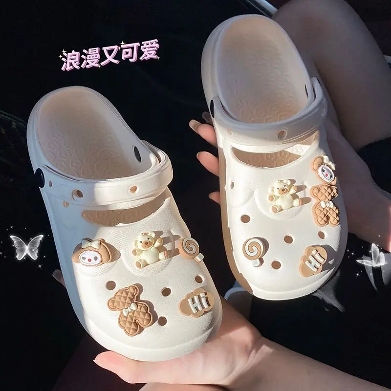 2023 Cute Womens Summer Thick Sole Super Soft Non-slip Office Baotou Half Slippers Women Outside Wear Summer Slippers Womans