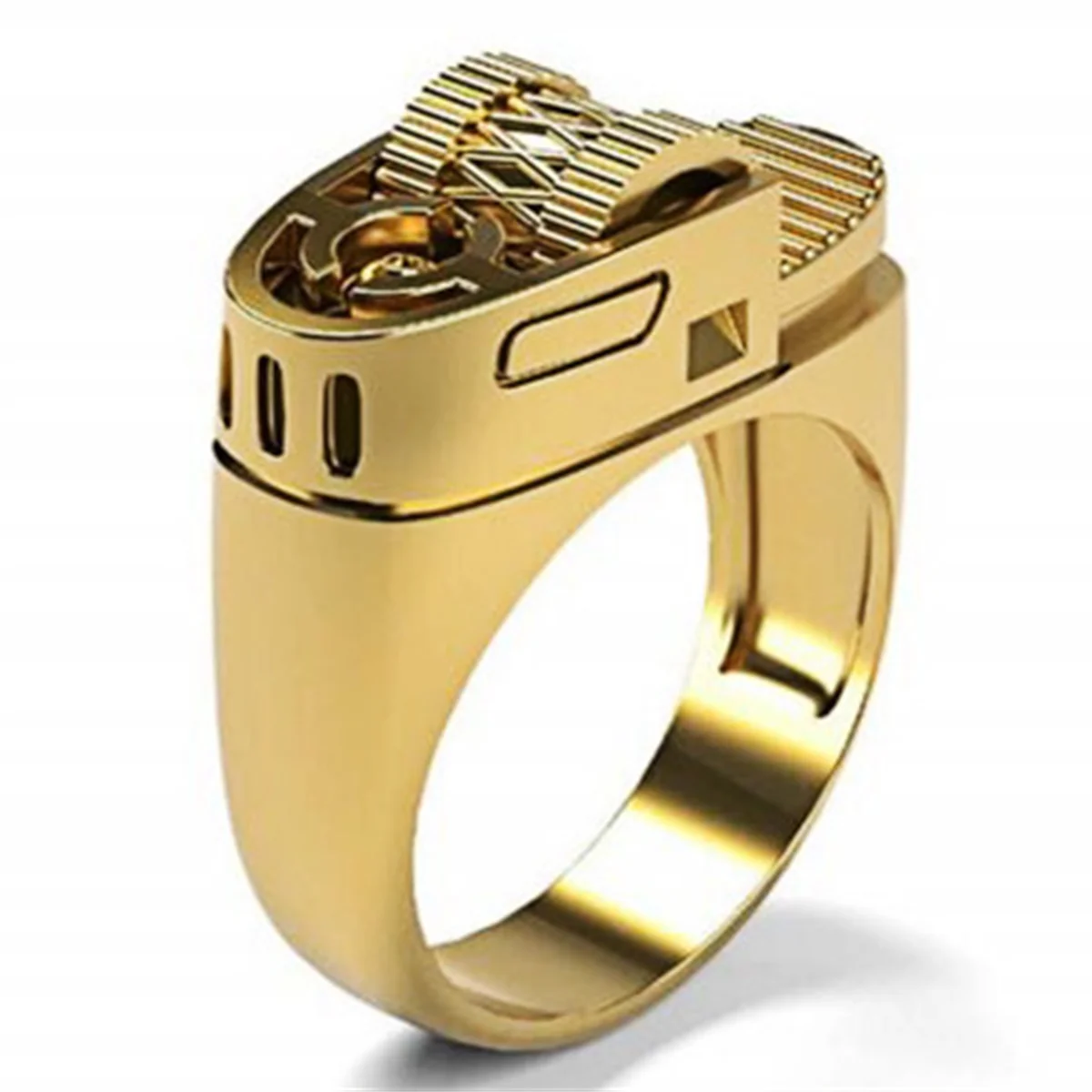 

Hot Selling Creative Lighter Shape Domineering Ring European And American Punk Style Punk Ring Jewelry Wholesale