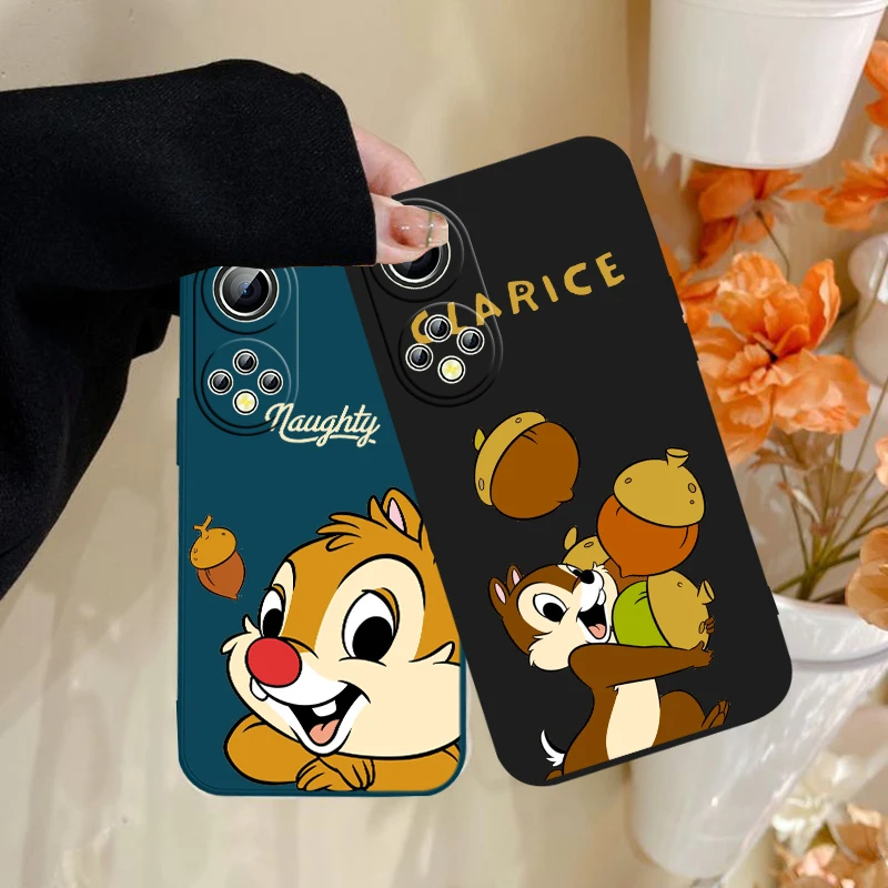 

Cute Chip 'n' Dale Phone Case For Huawei Honor 60 SE 50 30S 20 20E 10X 10i 9X 9C 9S 8A Liquid Rope Funda Cover Soft Back Capa