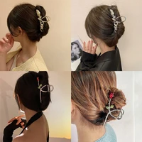 fashion rose flower hair claws korean geometric hair clamp grab hair styling hair clips for women girls hairpin hair accessories
