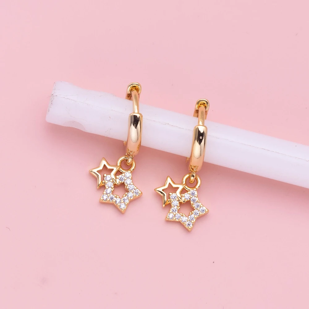 Новая мода модные латунные позолоченные циркониевые полые звезды дизайн CZ