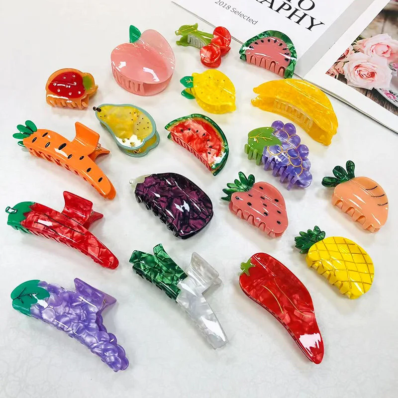 

Women's Hair Claw Shark Clip Fruit Cherry Vegetable Chic Acetic Acid Hair Grab Cherry Apple New Fashion Hair Accessories